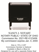 Ohio Self Inking Notary Stamp designed for use with a separate Ohio Notary Seal.