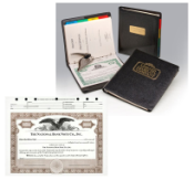 Ohio Profit Corporation Record Book with 50 PERSONALIZED Stock Certificates and Indestructible Pocket Style Corporate Seal Embosser