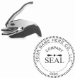 A company seal that embosses the paper for legal documents with Company Name and State of Organization.