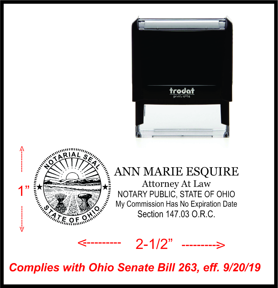 OHIO CUSTOM Round Self-Inking NOTARY SEAL RUBBER STAMP NOTARY 