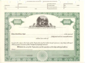 Green Ohio Seal Stock Certificate, 8 1/2 x 11.